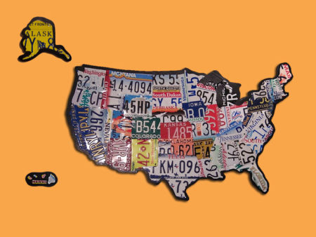 Large Floating U.S. License Plate Map